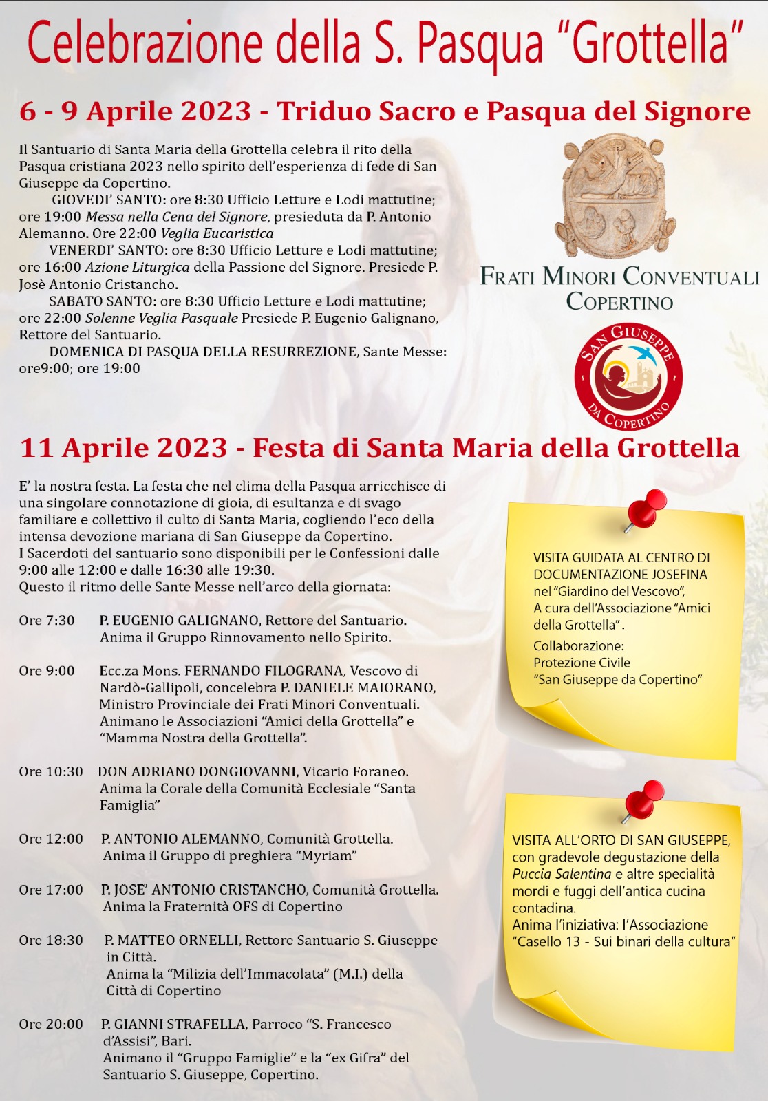 Locandina degli eventi pasquali 2023